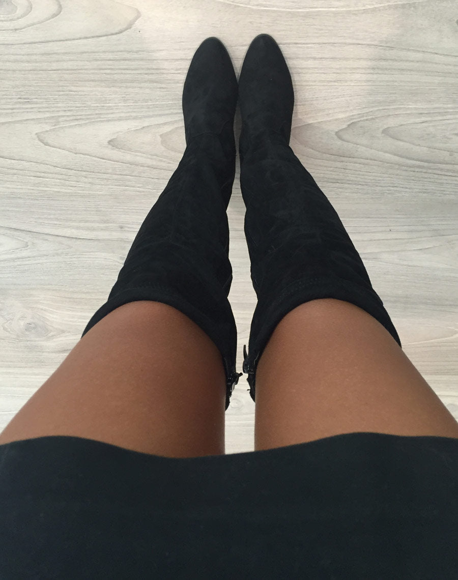 Cuissardes à talons ajustables en haut intérieur fourré