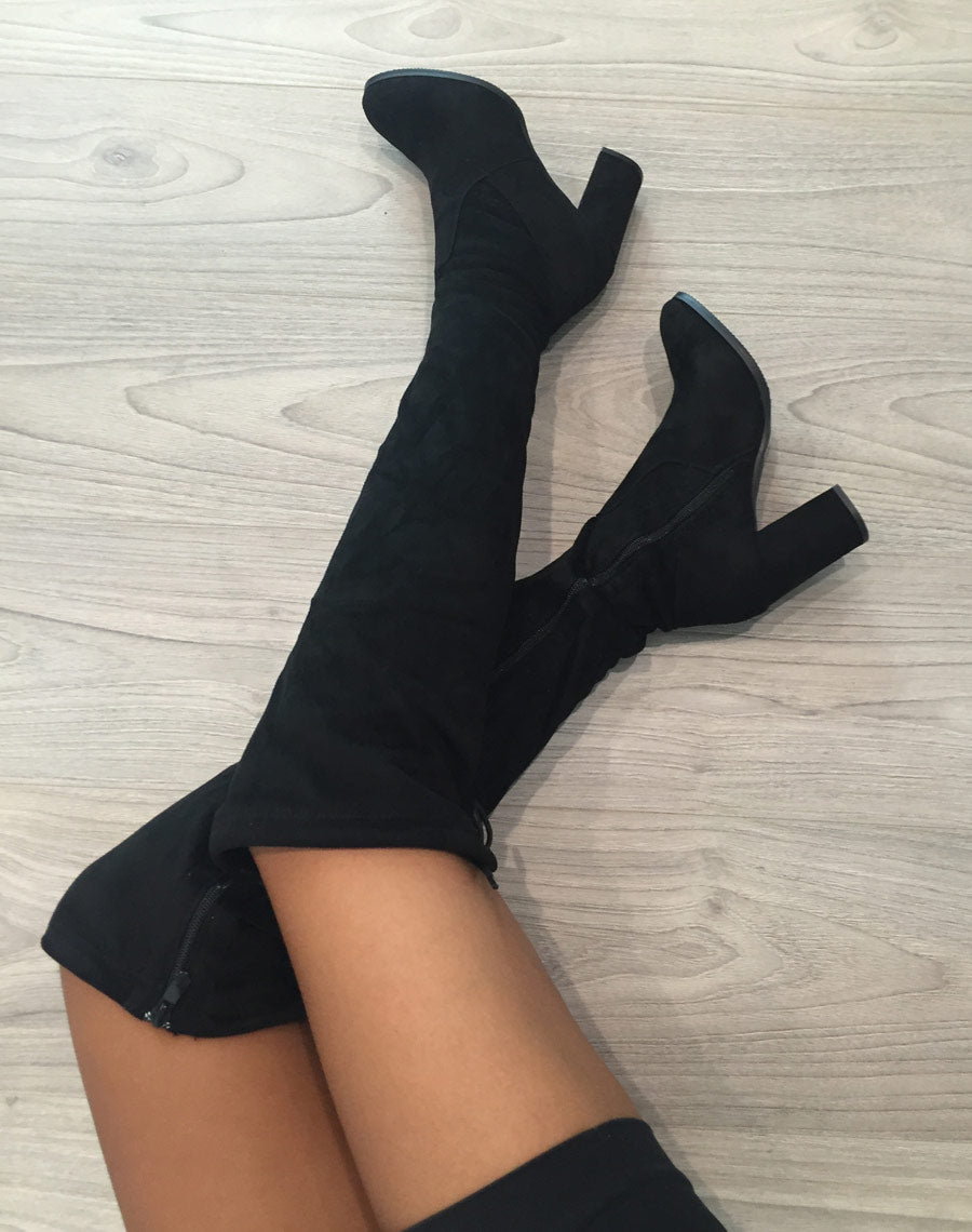 Cuissardes à talons ajustables en haut intérieur fourré