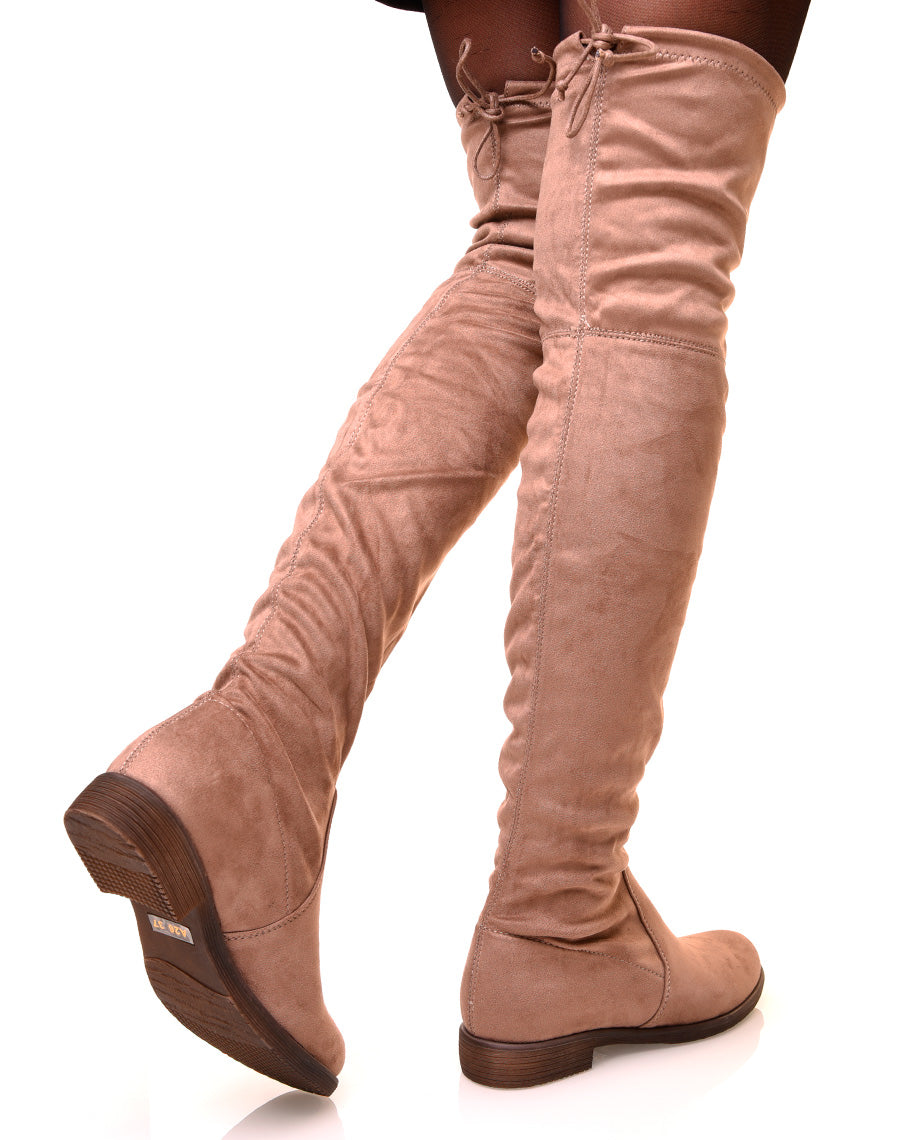 Cuissardes Taupe en suédine ajustable