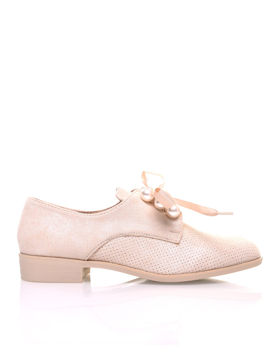 Derbies beiges en suédine