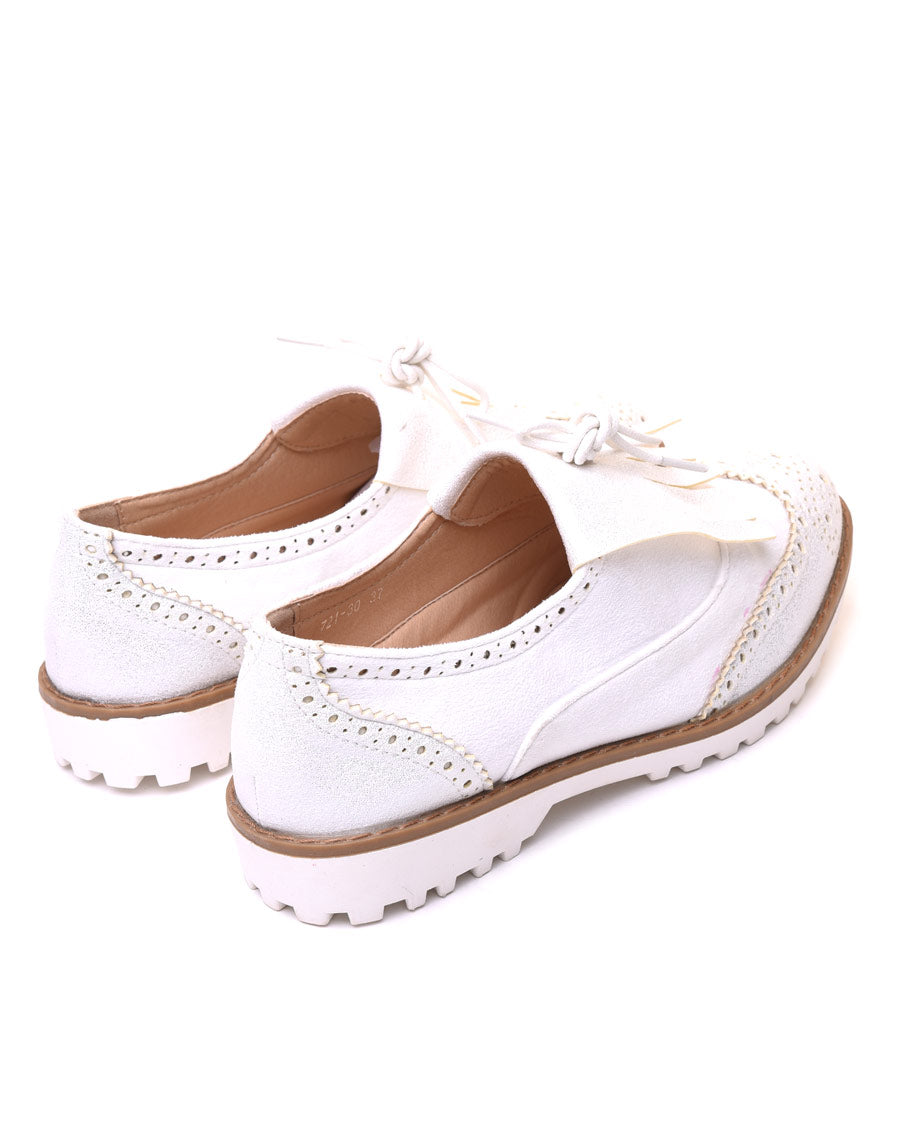 Derbies bi matières blanches à franges