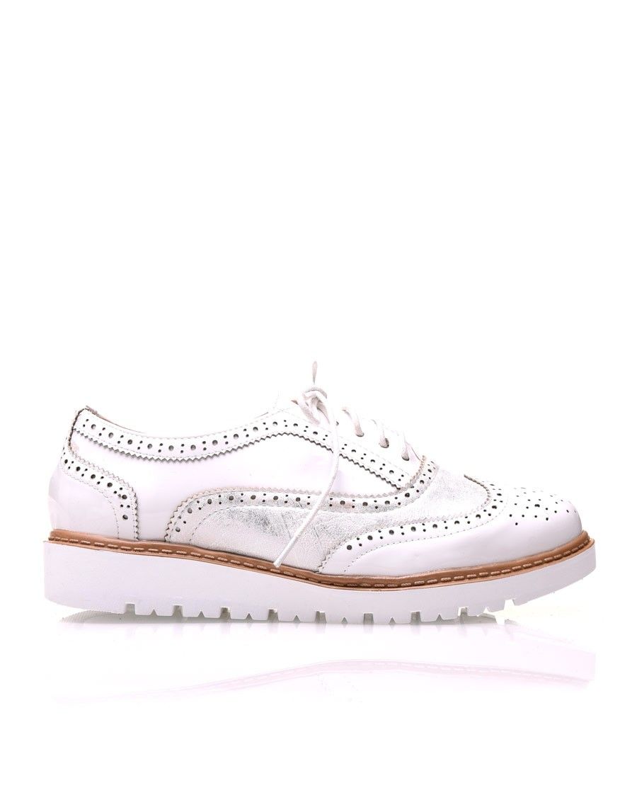 Derbies bi-matières blanches à semelles compensées