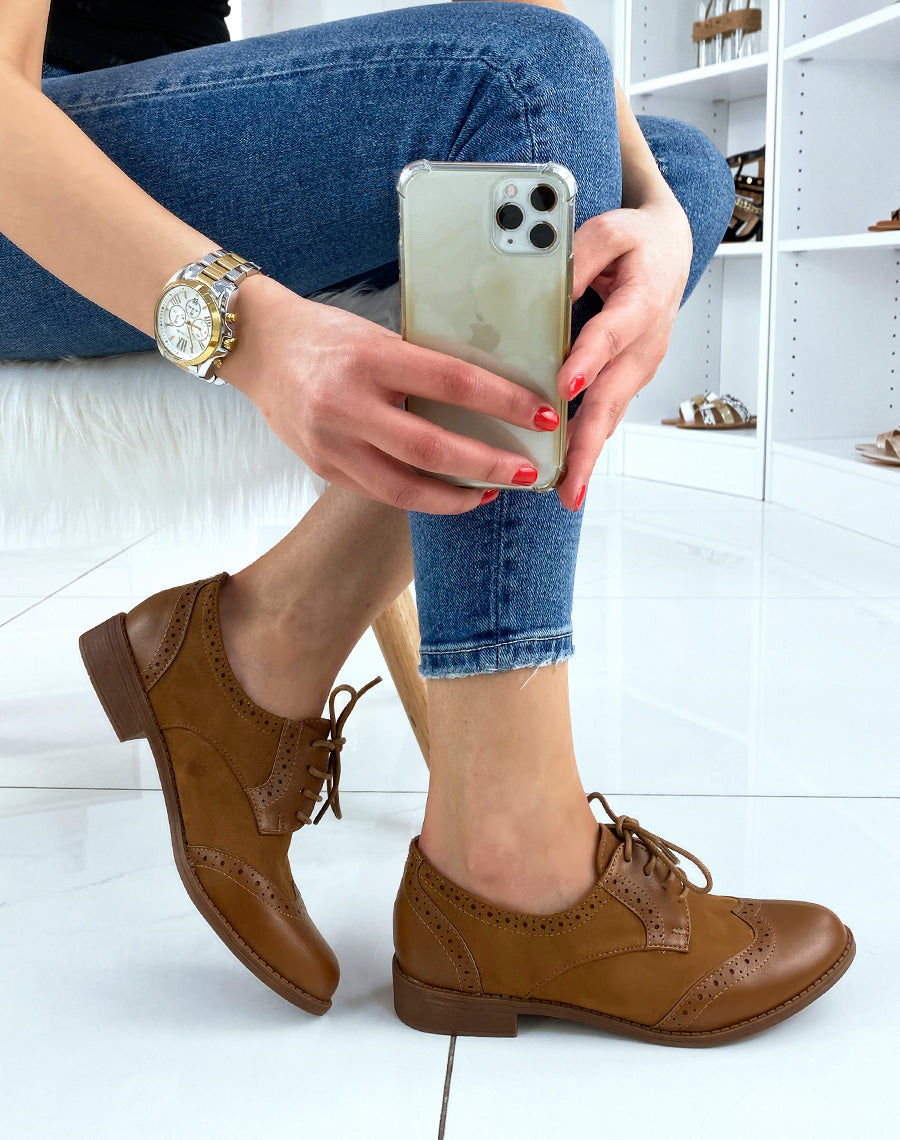 Derbies bi matières camel