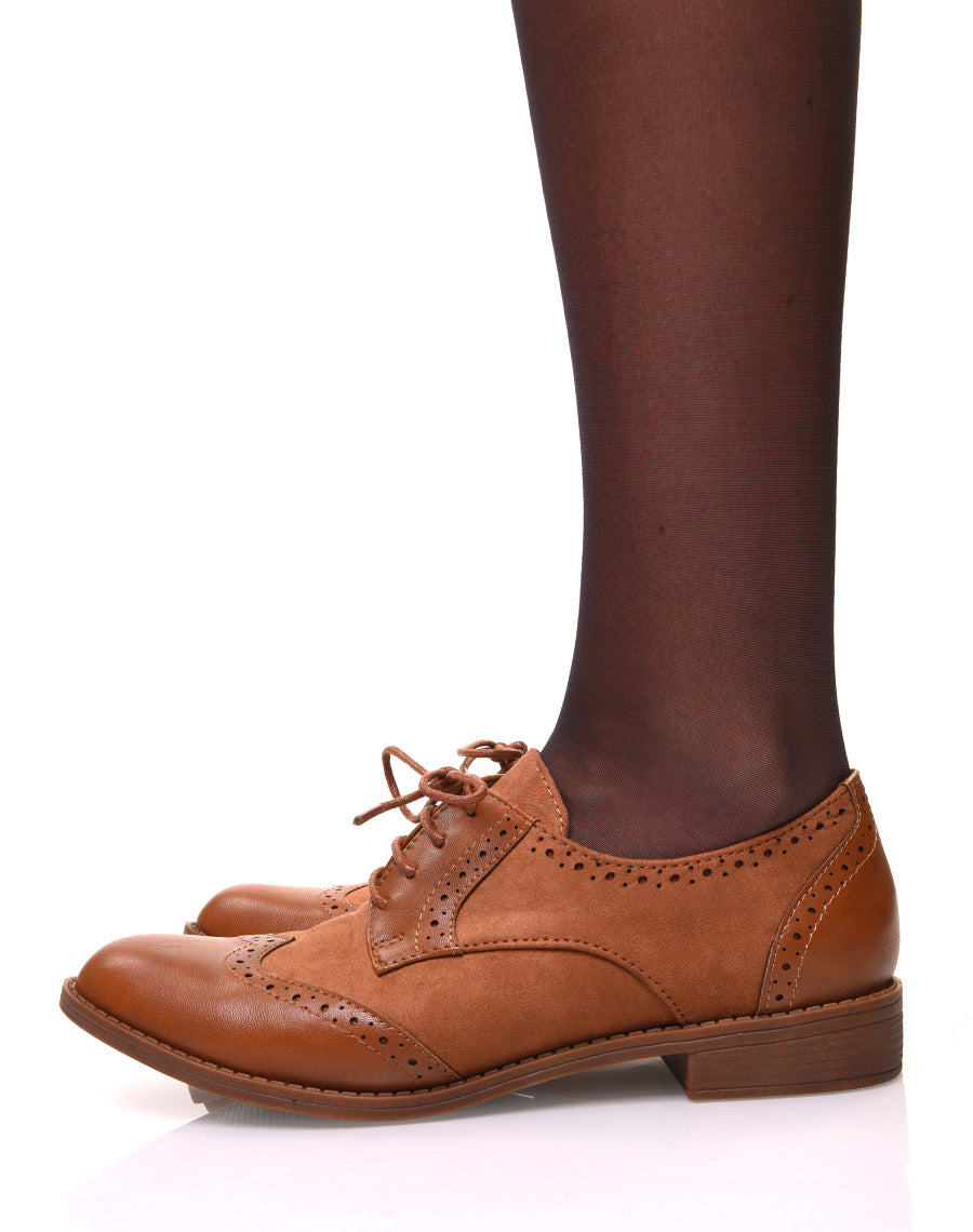 Derbies bi matières camel