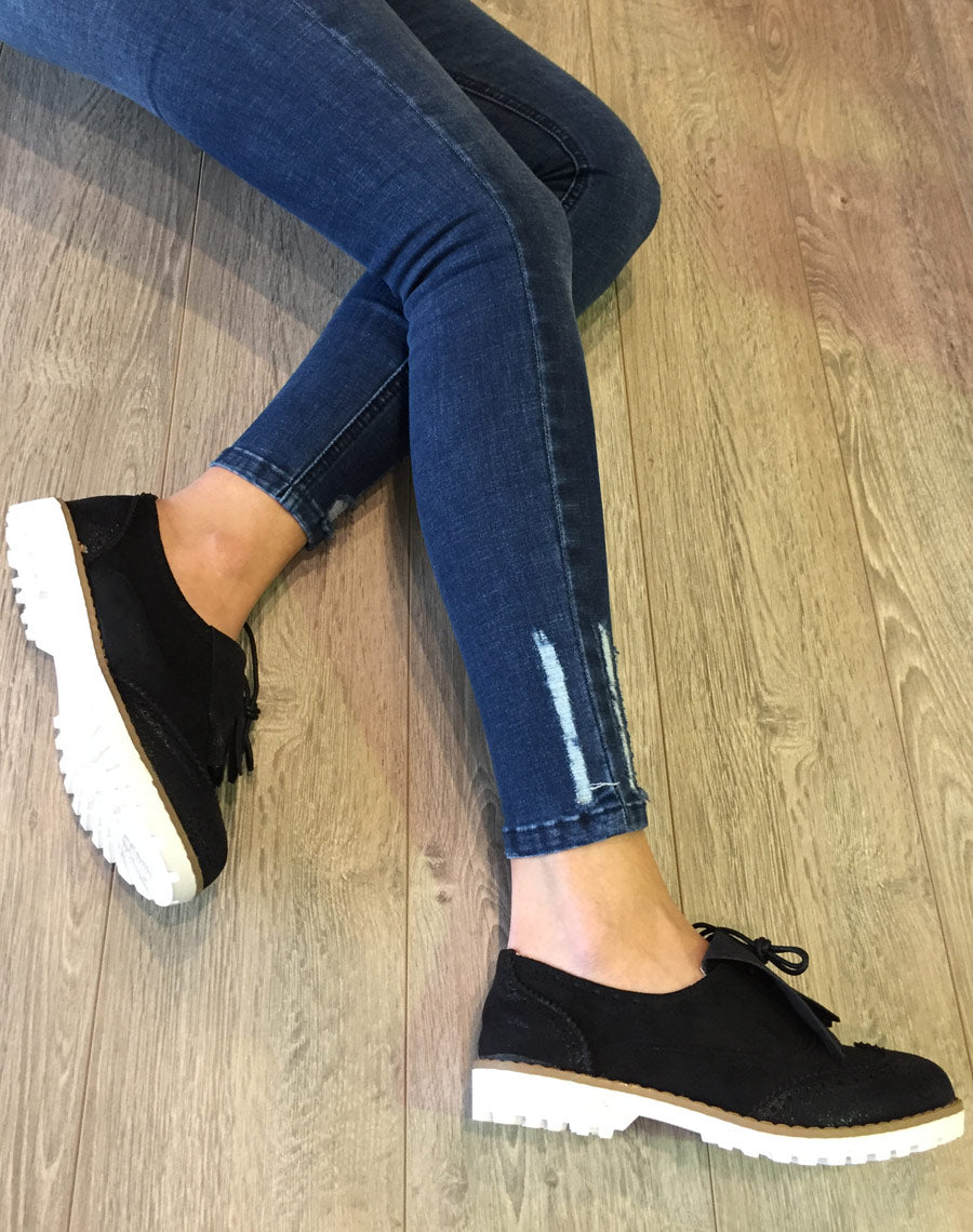 Derbies bi matières noires à franges