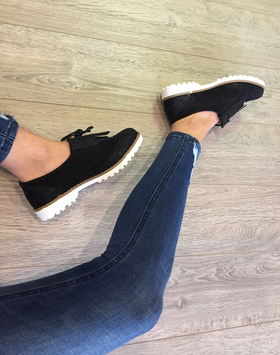 Derbies bi matières noires à franges