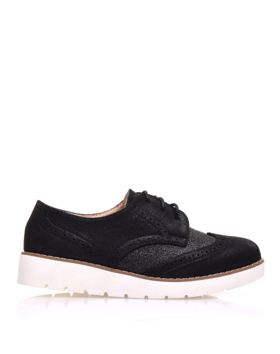 Derbies bi matières noires à semelles compensées