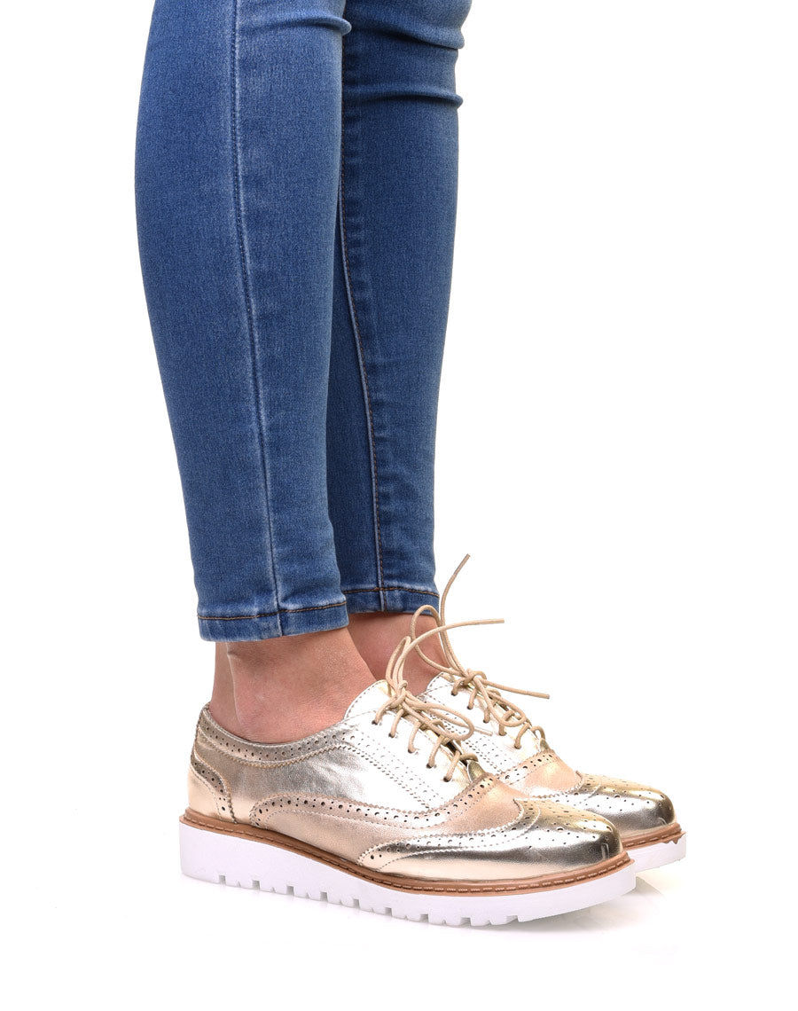 Derbies bi-matières or à semelles compensées