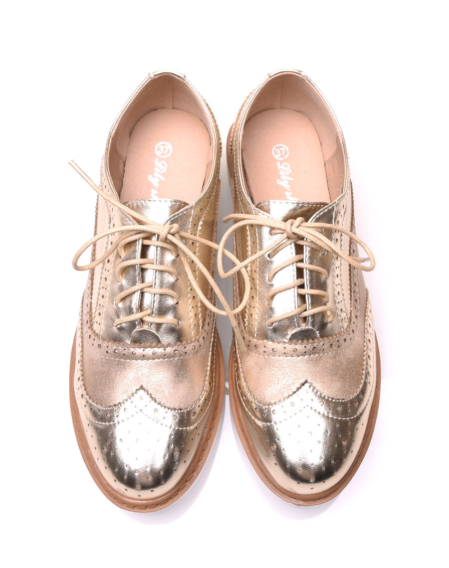 Derbies bi-matières or à semelles compensées