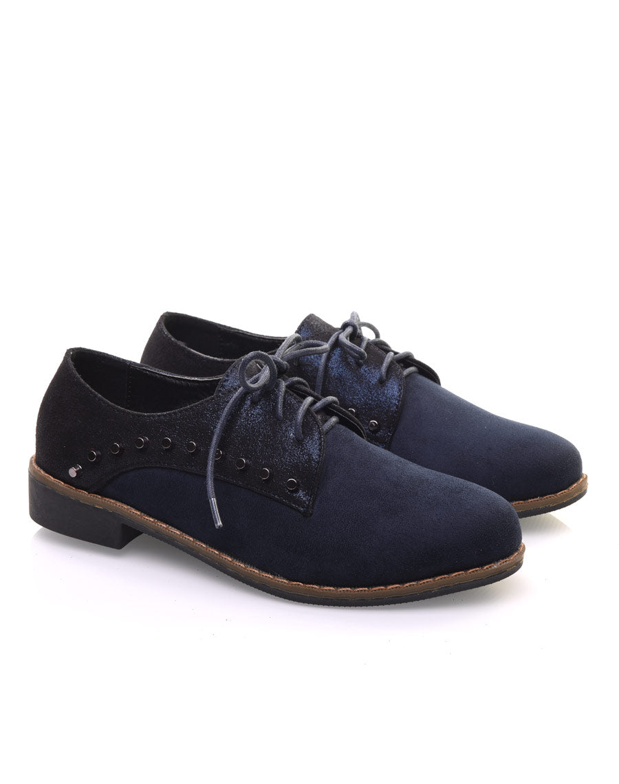 Derbies bleues cloutées bi matières