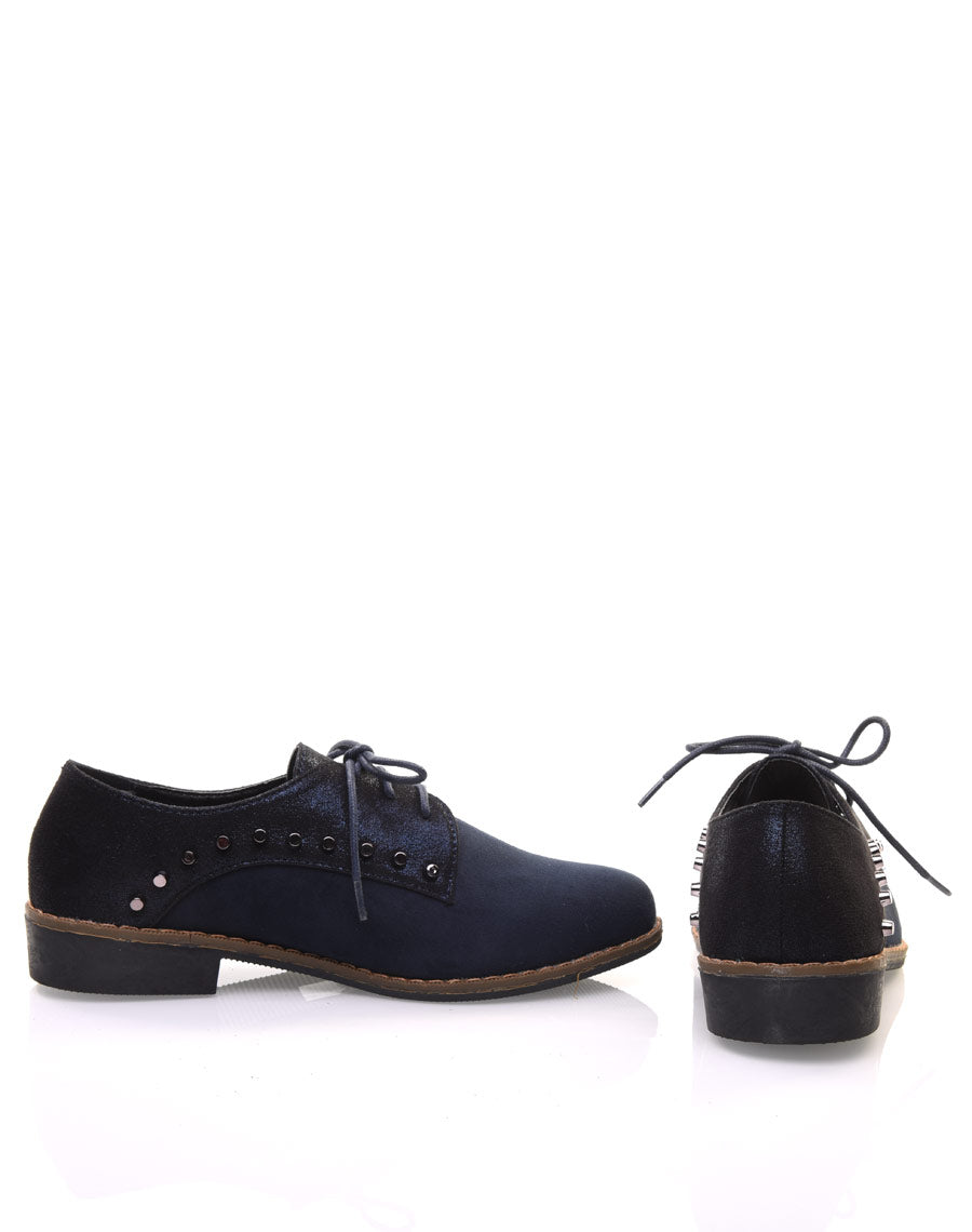 Derbies bleues cloutées bi matières