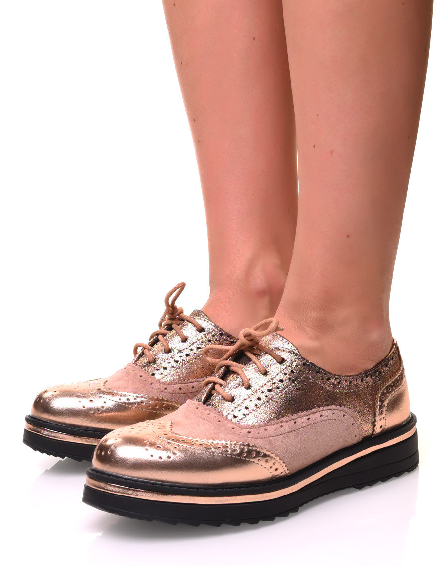 Derbies champagnes et roses gold à semelles compensées
