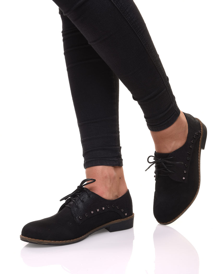 Derbies noires cloutées bi matières