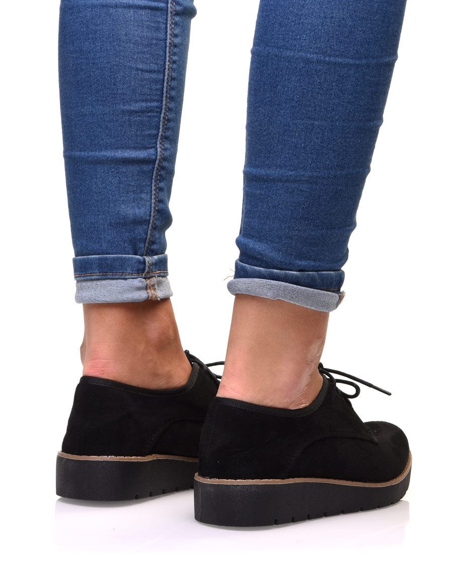 Derbies noires compensées en suédine