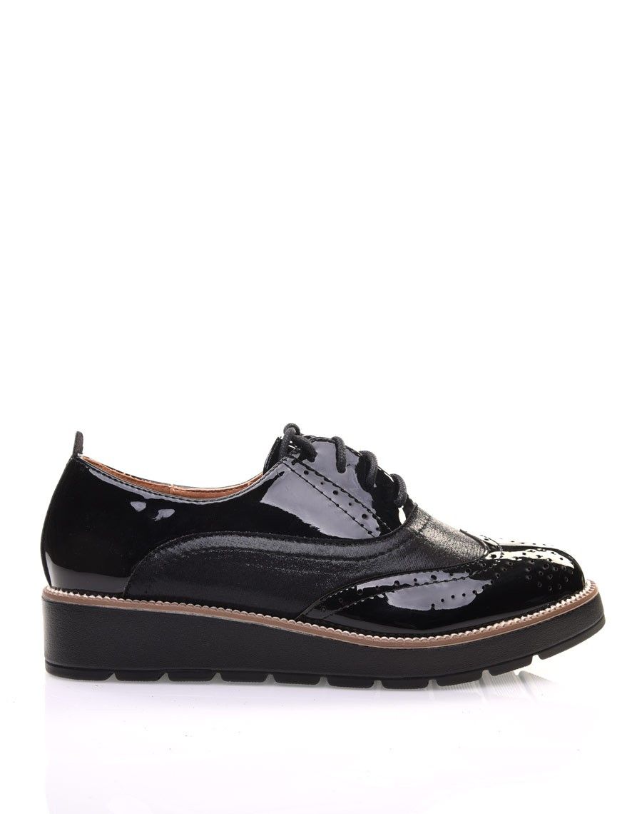 Derbies noires vernis bi matières