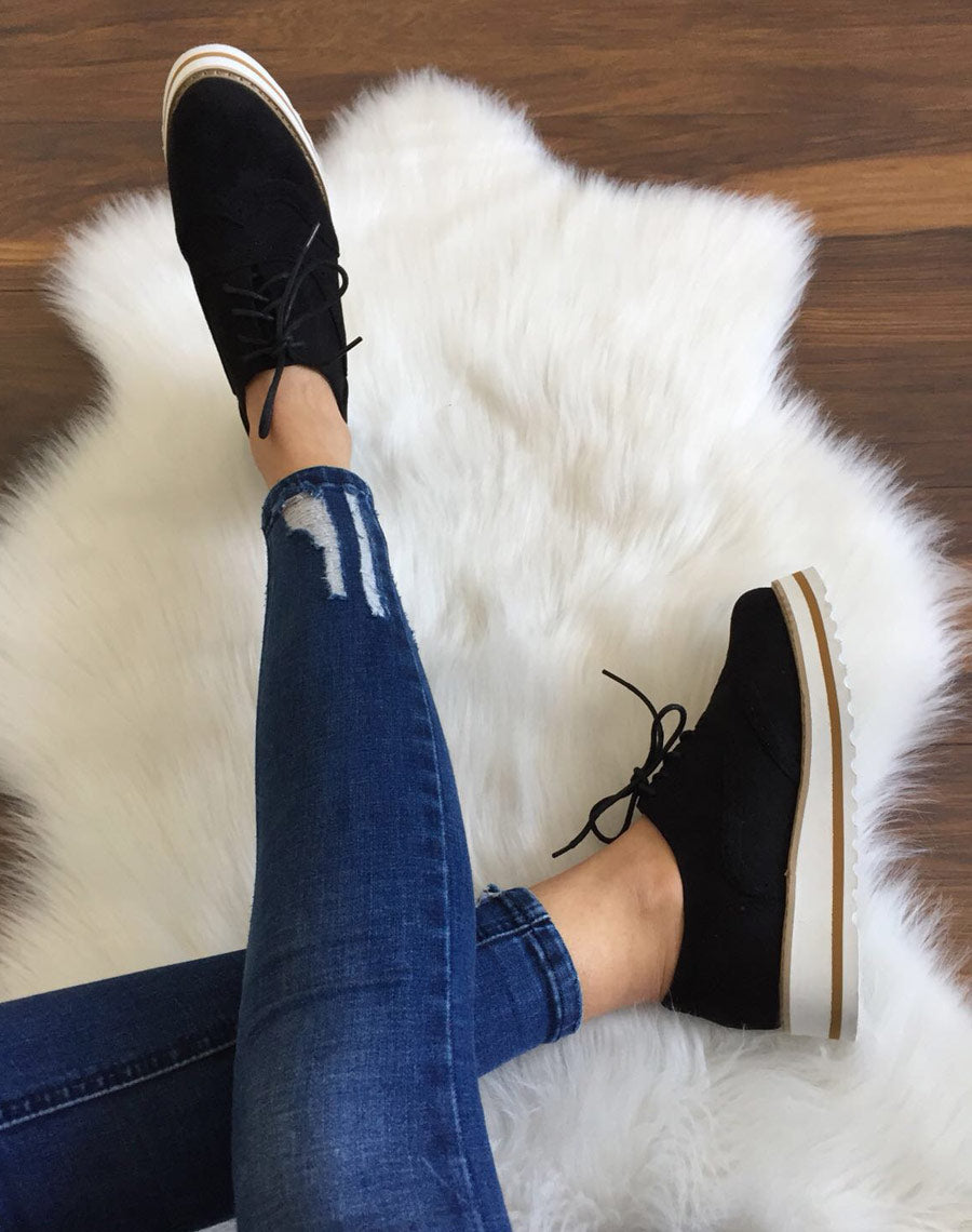 Derbies noirs à semelle compensée