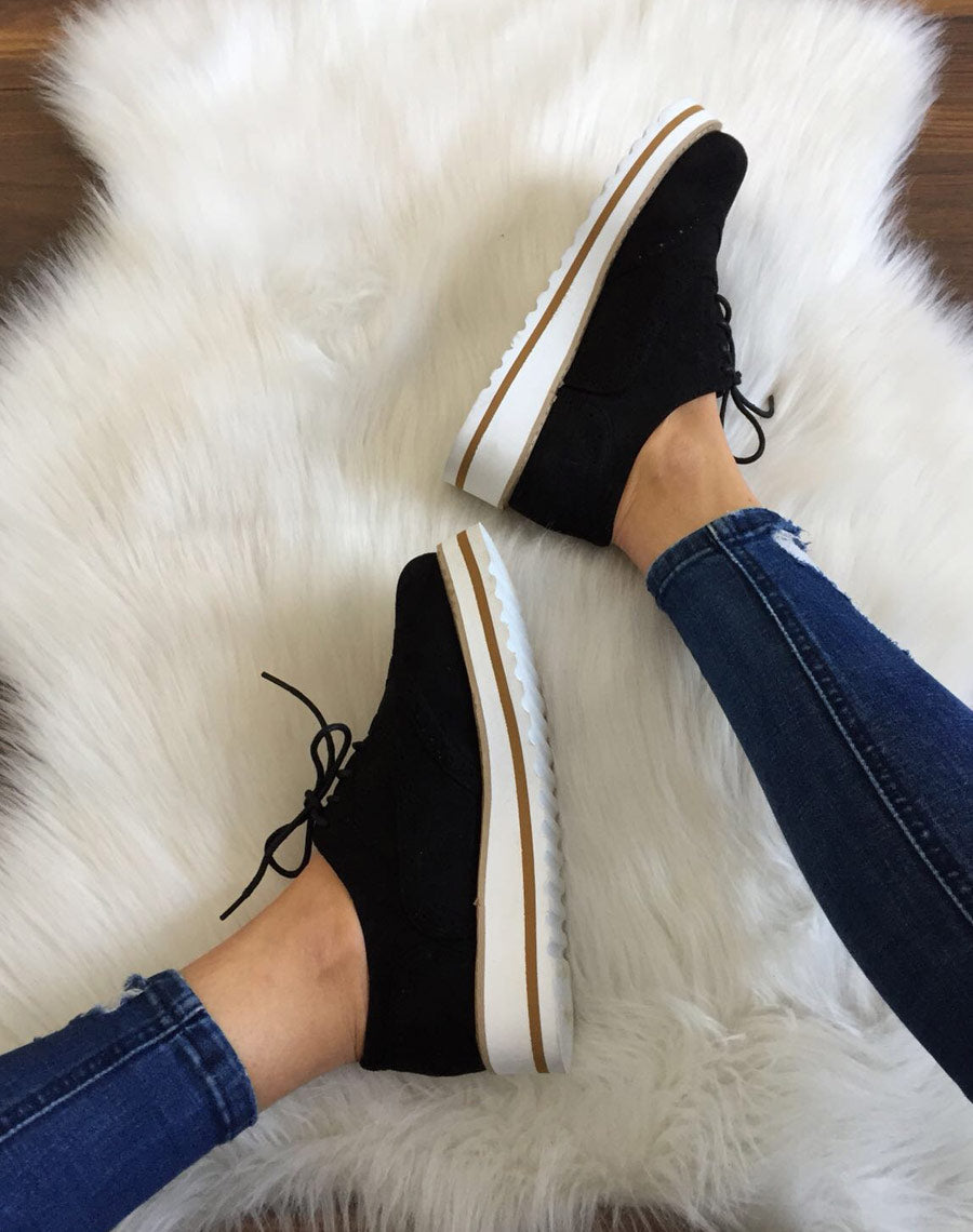 Derbies noirs à semelle compensée