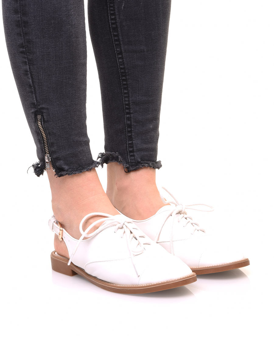 Derbies ouvertes bi matières blanches