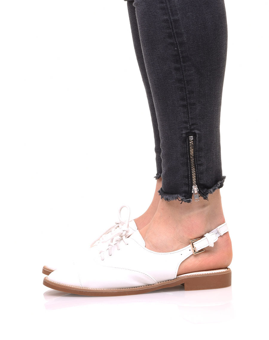 Derbies ouvertes bi matières blanches