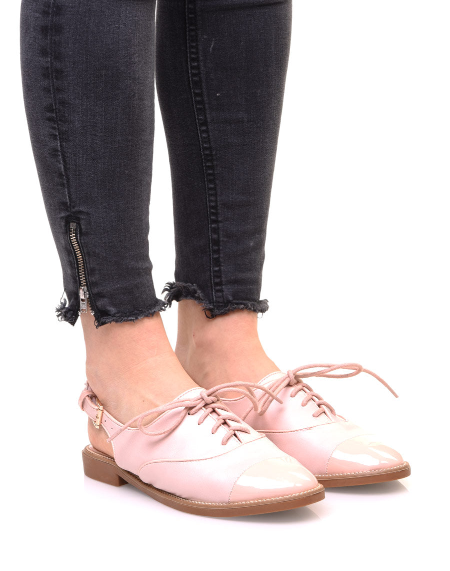 Derbies ouvertes bi matières roses