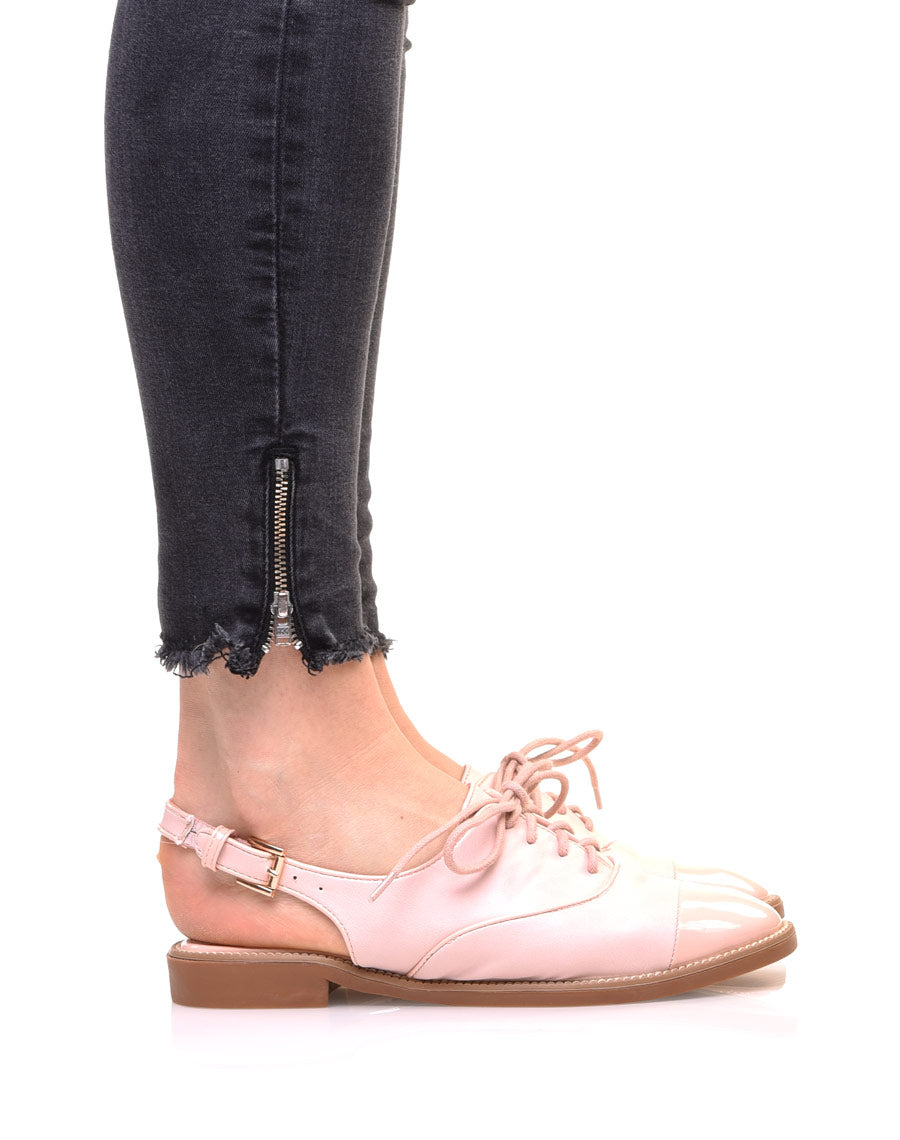 Derbies ouvertes bi matières roses