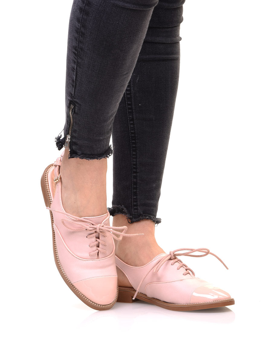 Derbies ouvertes bi matières roses