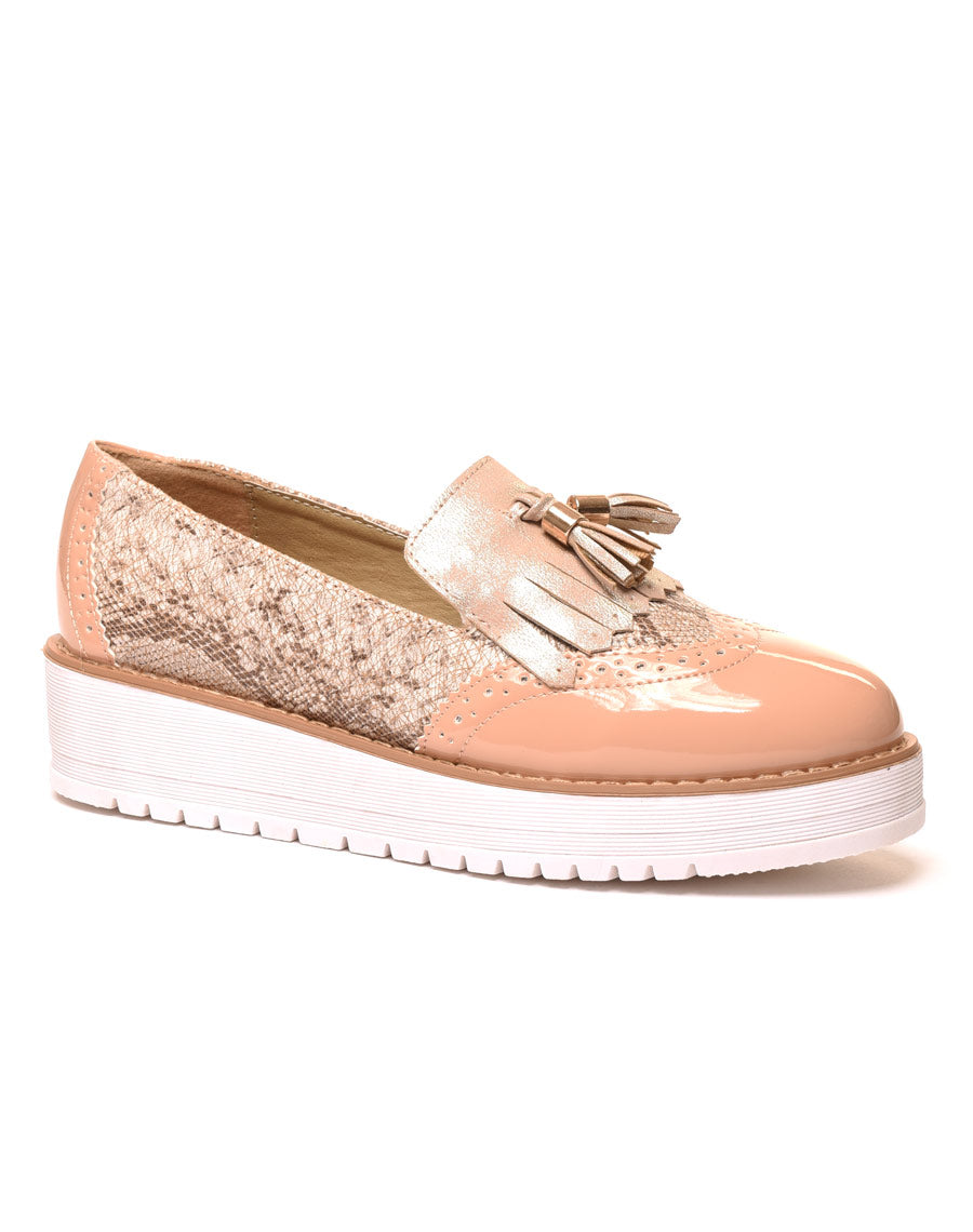 Derbies rose pâle à semelle épaisse