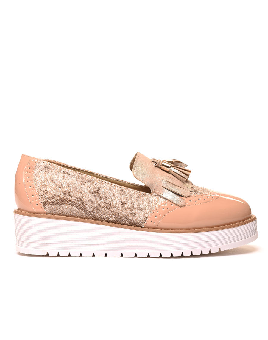 Derbies rose pâle à semelle épaisse