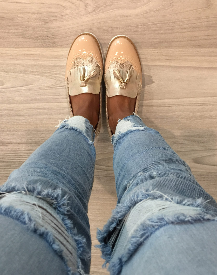 Derbies rose pâle à semelle épaisse