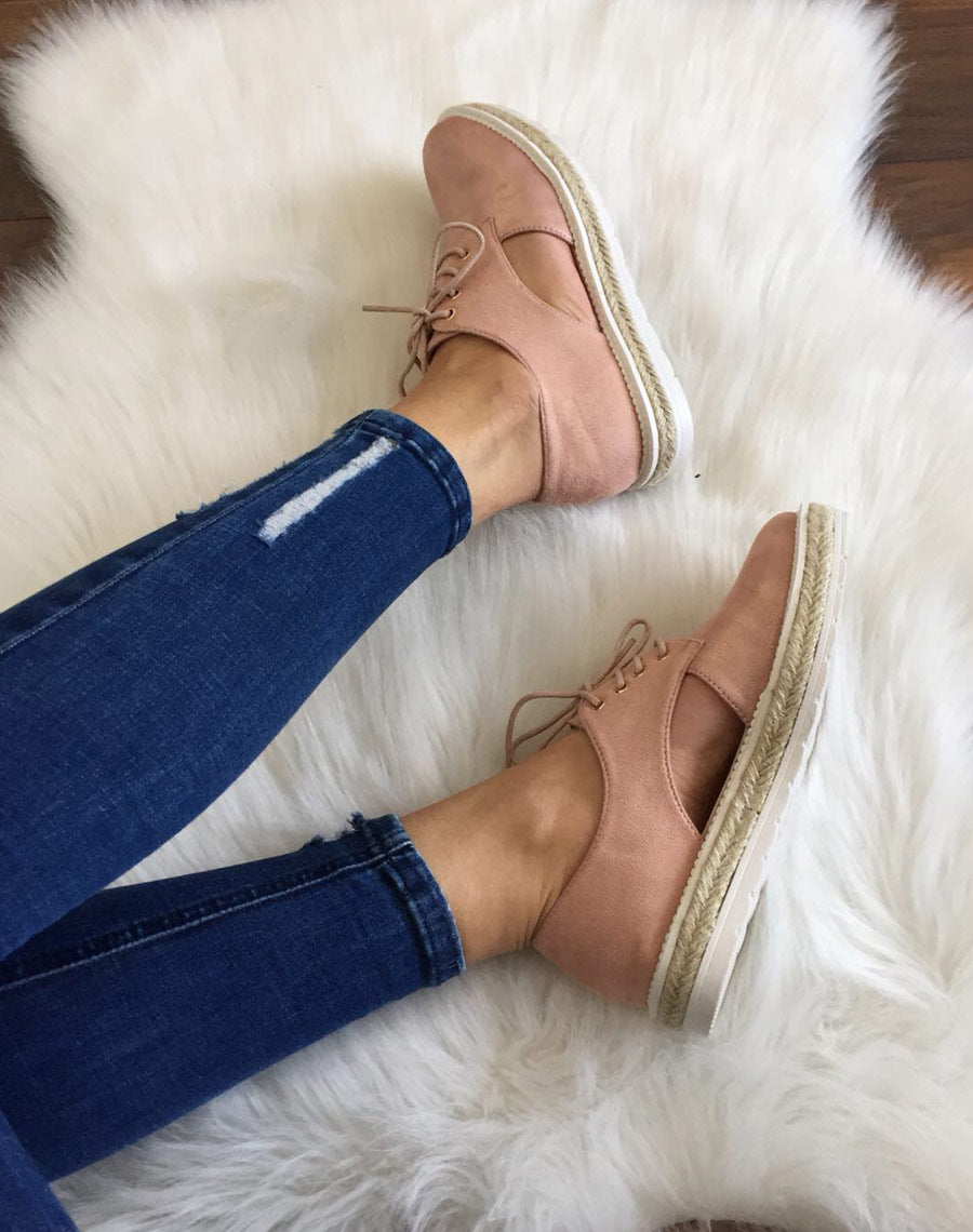 Derbies roses avec semelle épaisse