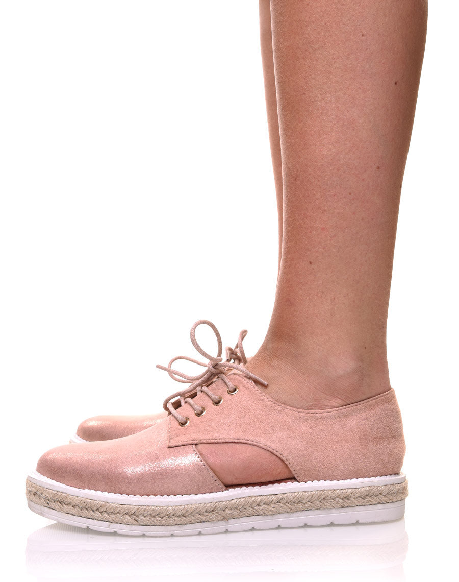 Derbies roses avec semelle épaisse