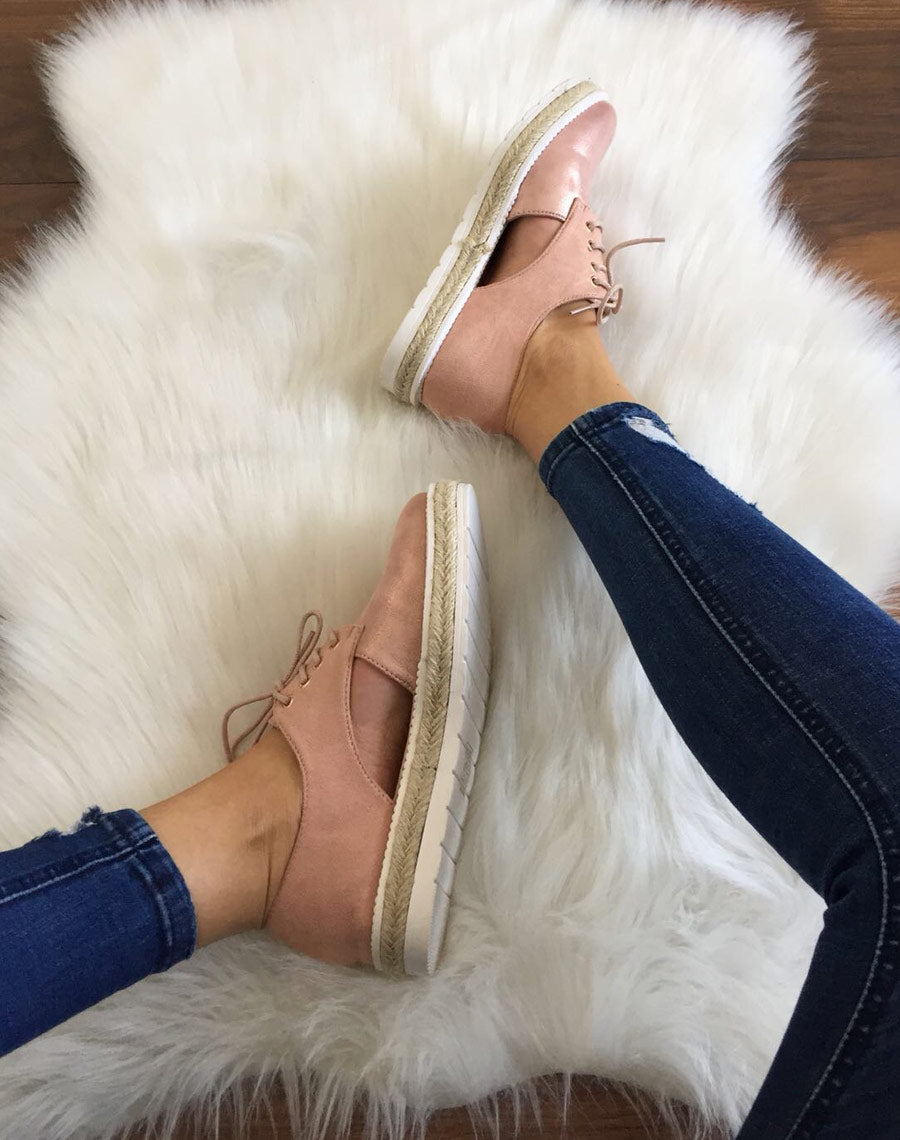 Derbies roses avec semelle épaisse