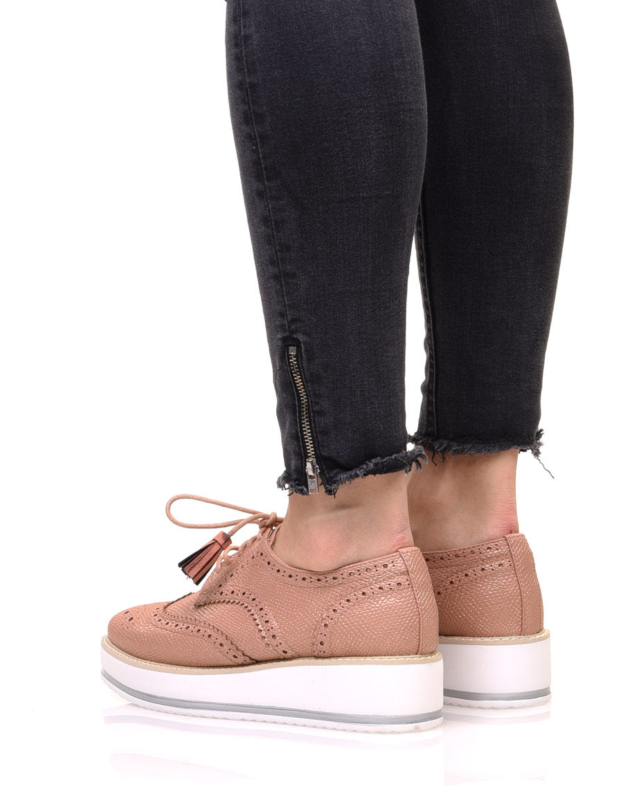 Derbies roses cuivré à semelle compensée