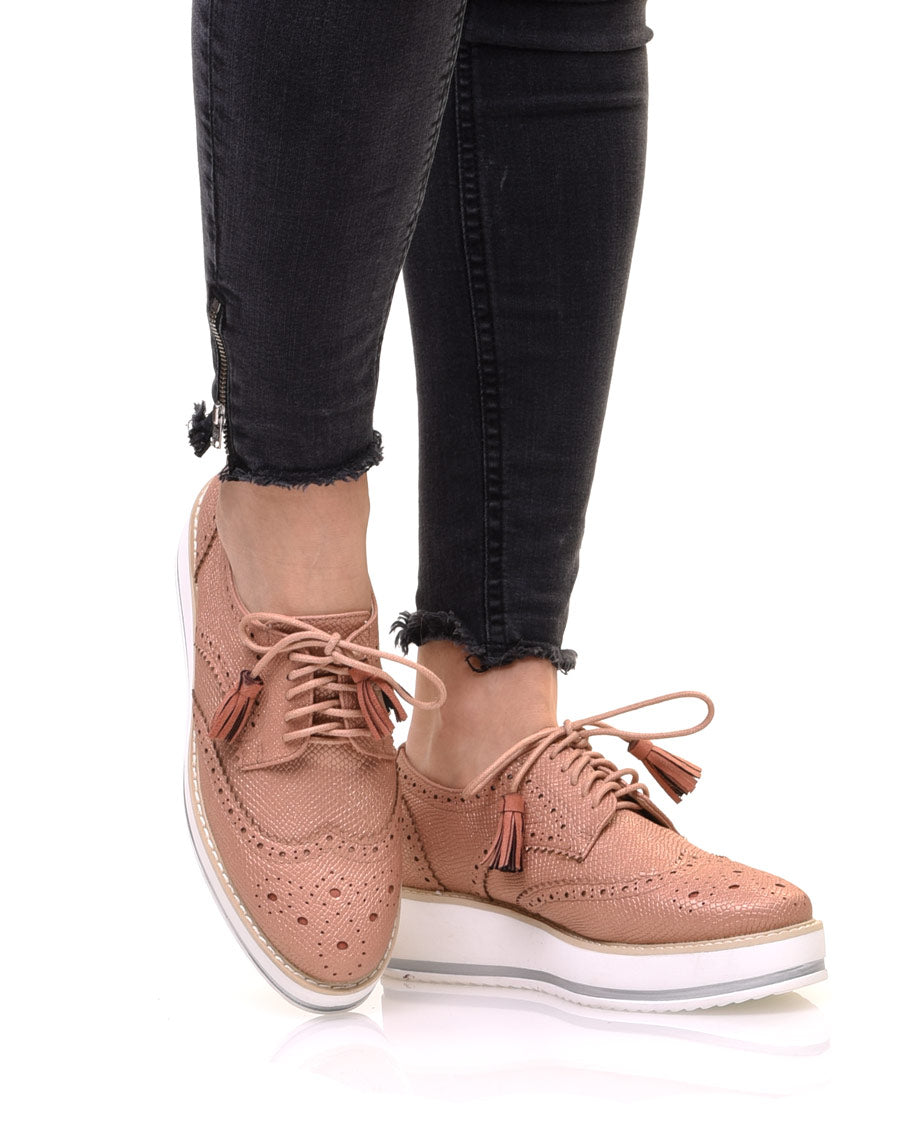 Derbies roses cuivré à semelle compensée