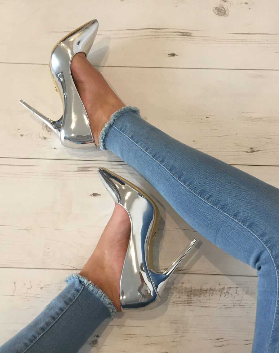 Escarpin argent métallisé