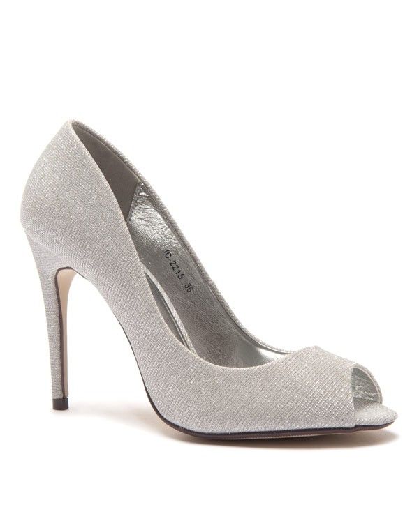 Escarpin argenté pailleté