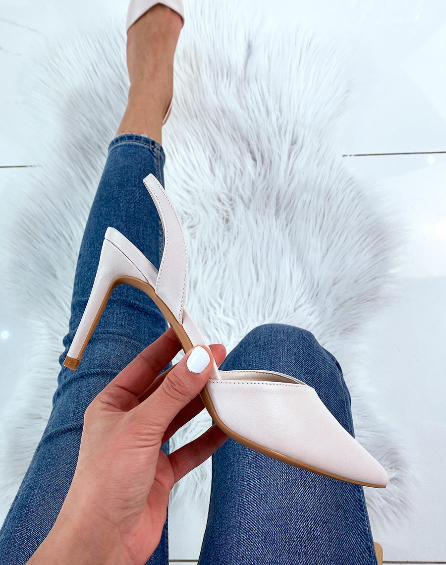 Escarpin beige à lanière fine