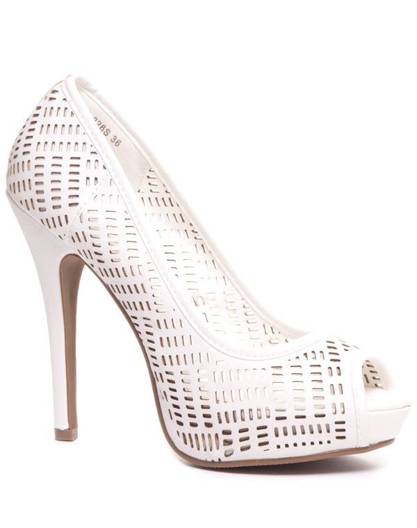 Escarpin blanc peep toe perforé