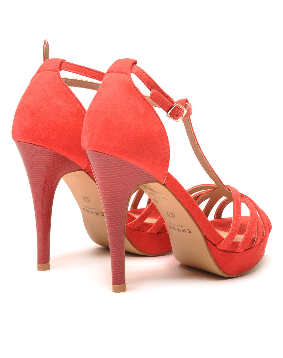 Escarpin corail avec bout ouvert