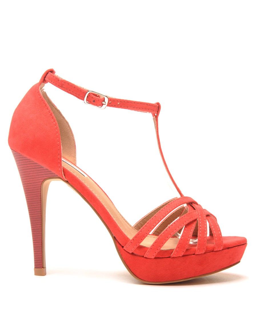 Escarpin corail avec bout ouvert