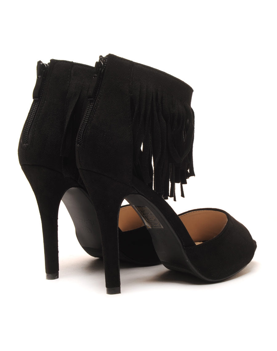 Escarpin à frange noir ouvert