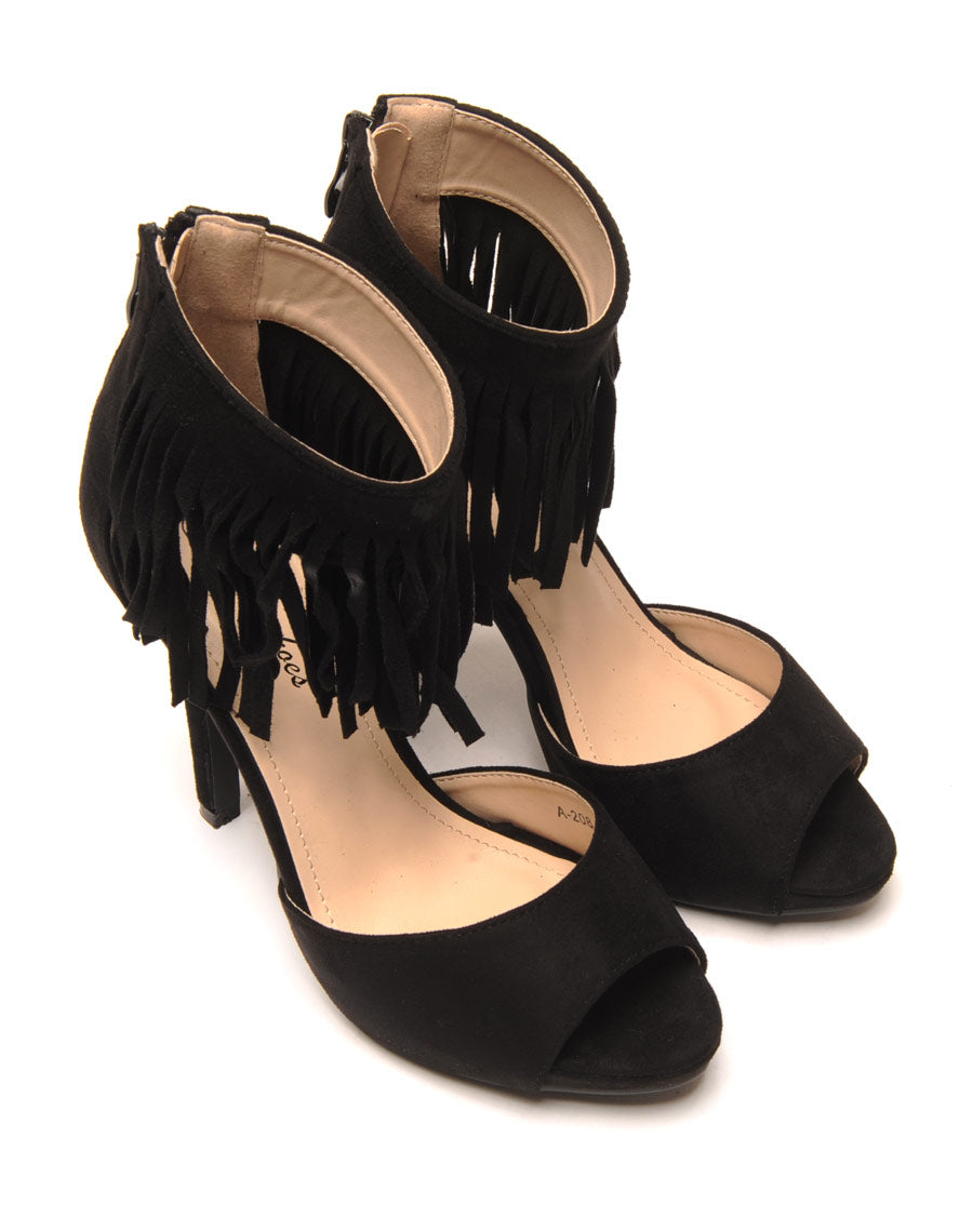 Escarpin à frange noir ouvert