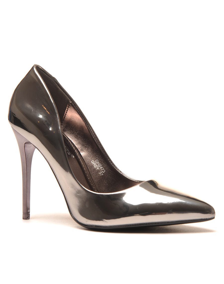 Escarpin gris métallisé