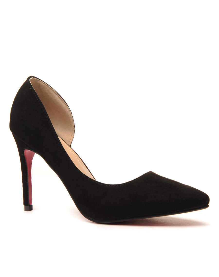 Escarpin noir asymétrique avec semelle rose