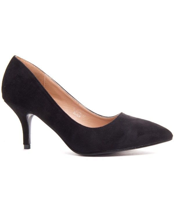 Escarpin noir bout pointu touché effet suédine