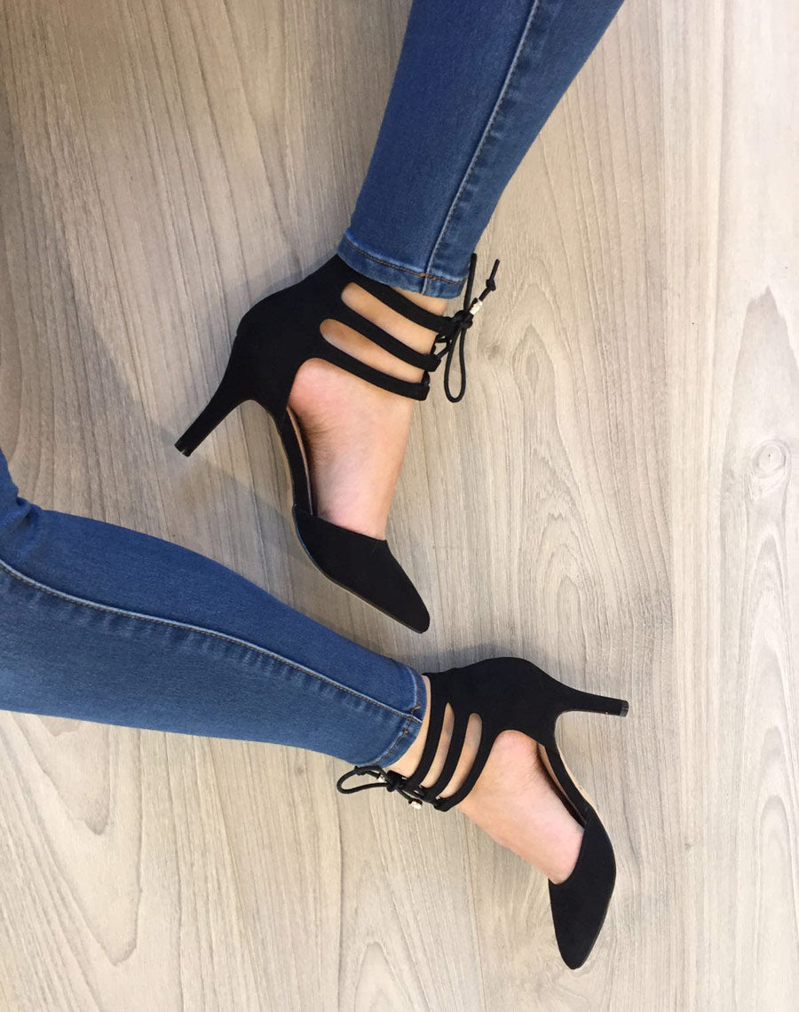 Escarpin noir effet suédine