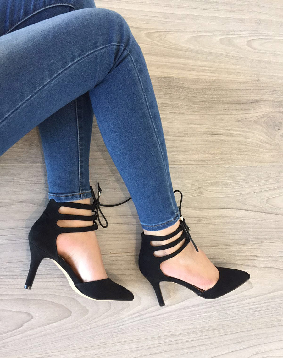 Escarpin noir effet suédine