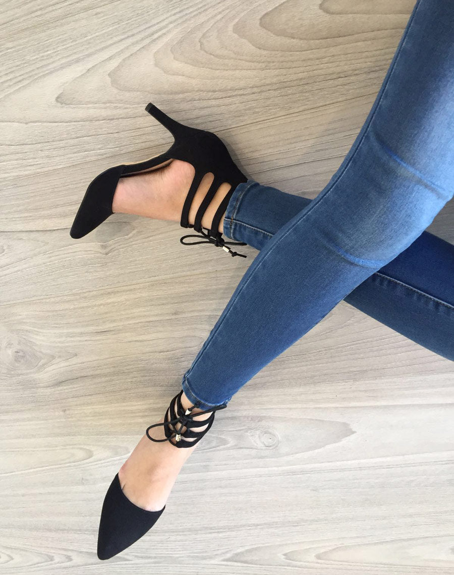 Escarpin noir effet suédine