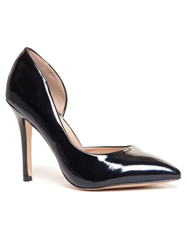 Escarpin noir vernis bout pointu avec découpe
