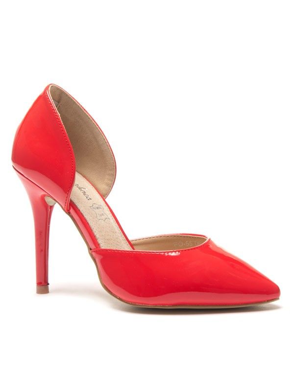 Escarpin rouge bout pointu ajouré sur les cotés